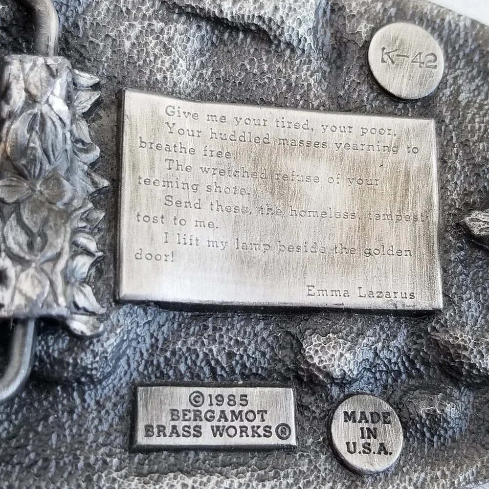 Belt Buckle Pewter 1985 Statue Of Liberty The‎ Flame Of Freedom USA By Bergamot